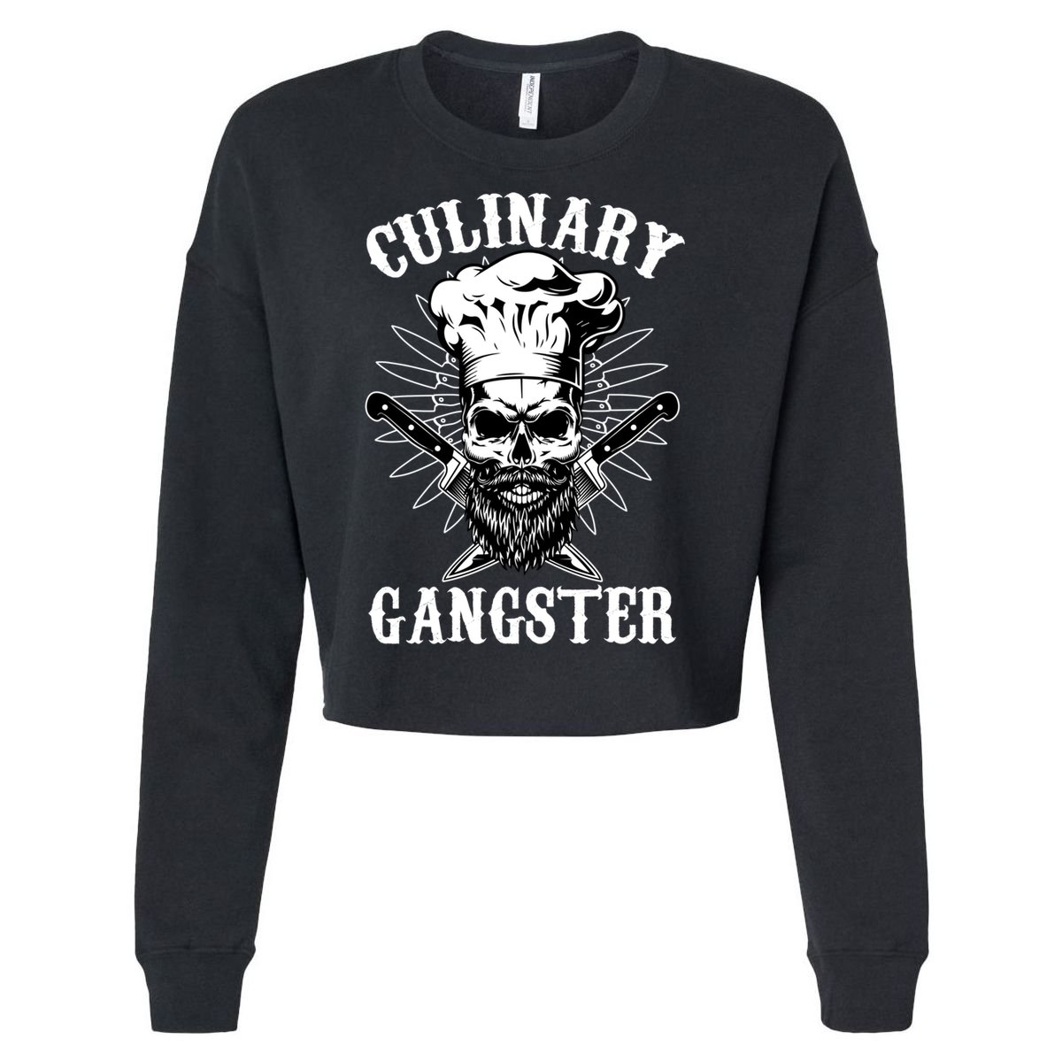 Culinary Gangster Skeleton Chef Funny Cooking Cook Great Gift Cropped Pullover Crew