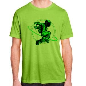 Cool Green Space Astronaut Jumping Retro Adult ChromaSoft Performance T-Shirt