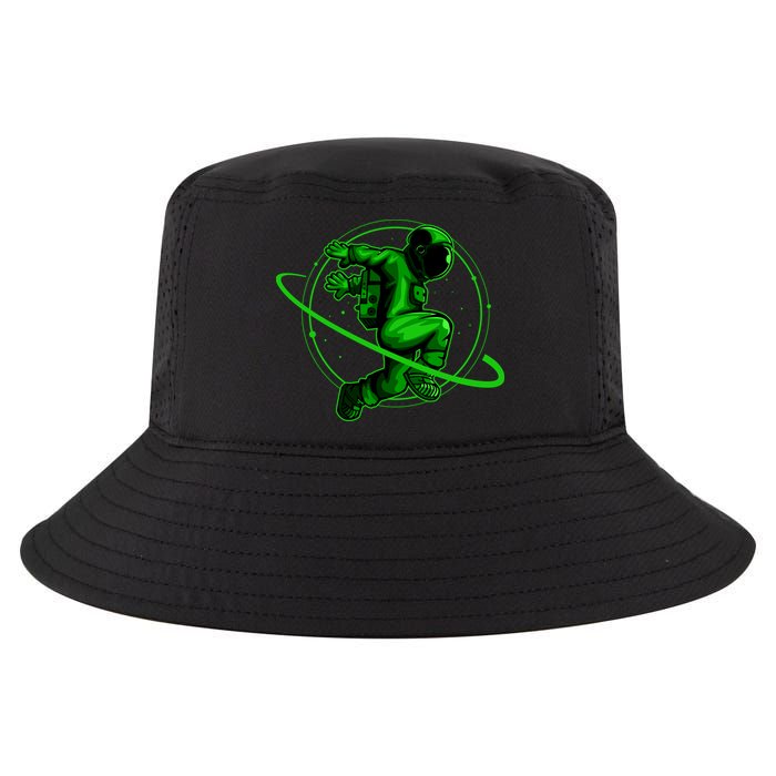 Cool Green Space Astronaut Jumping Retro Cool Comfort Performance Bucket Hat