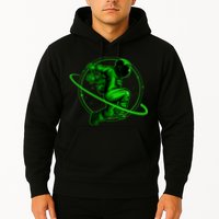 Cool Green Space Astronaut Jumping Retro Hoodie