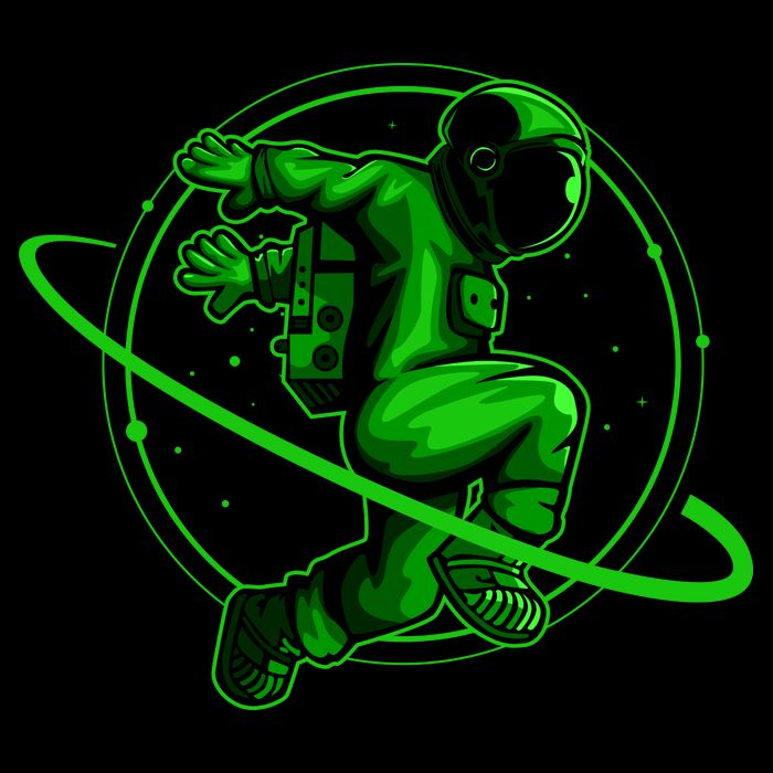 Cool Green Space Astronaut Jumping Retro Apron