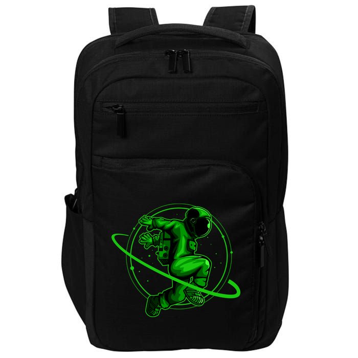 Cool Green Space Astronaut Jumping Retro Impact Tech Backpack