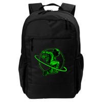 Cool Green Space Astronaut Jumping Retro Backpack