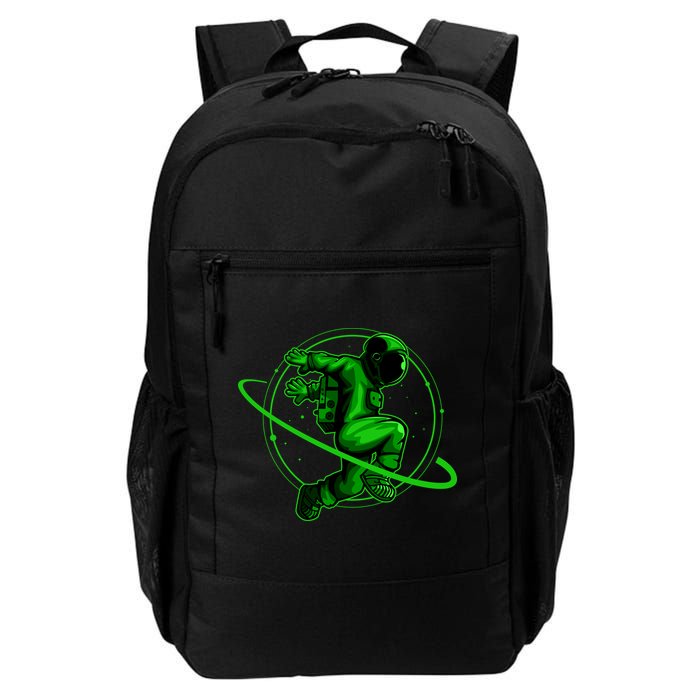 Cool Green Space Astronaut Jumping Retro Backpack