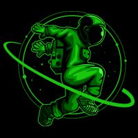 Cool Green Space Astronaut Jumping Retro Backpack