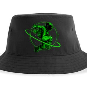 Cool Green Space Astronaut Jumping Retro Sustainable Bucket Hat