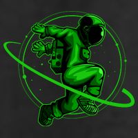 Cool Green Space Astronaut Jumping Retro Beanie