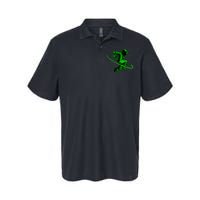 Cool Green Space Astronaut Jumping Retro Softstyle Adult Sport Polo