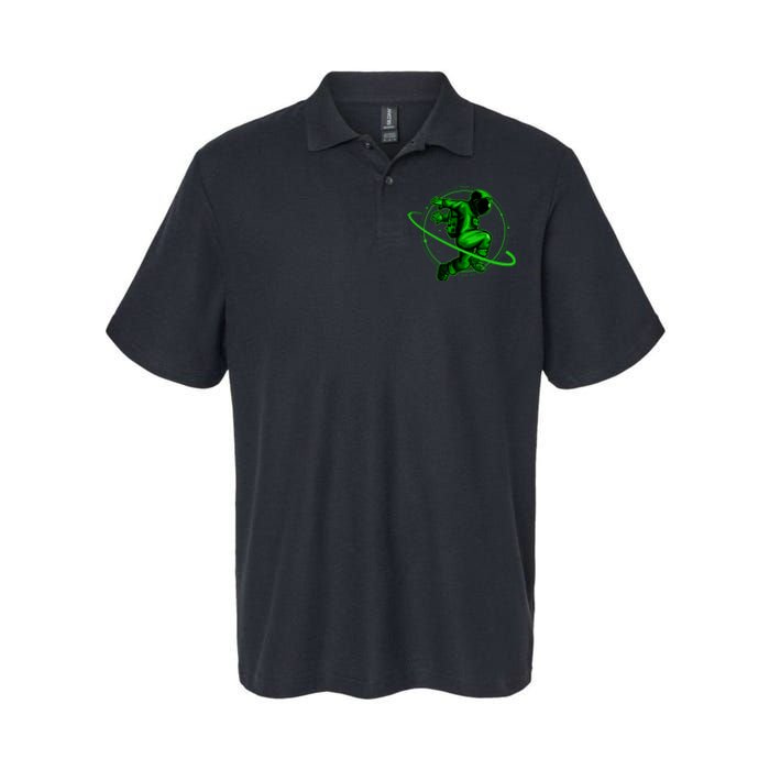 Cool Green Space Astronaut Jumping Retro Softstyle Adult Sport Polo