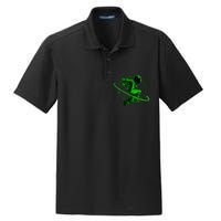 Cool Green Space Astronaut Jumping Retro Dry Zone Grid Polo