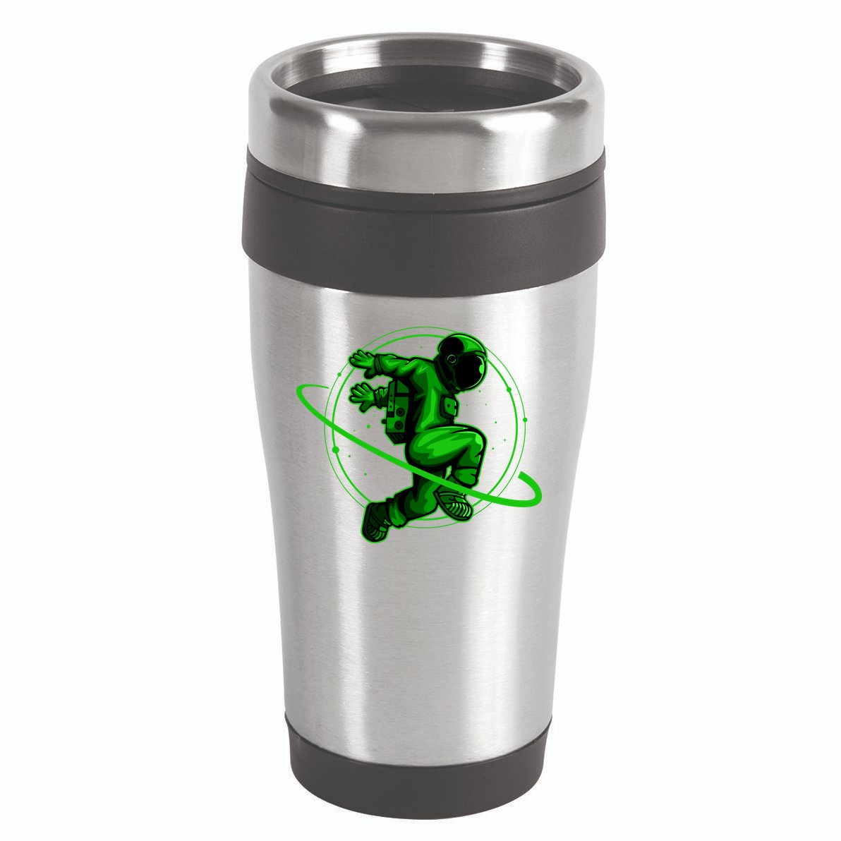 Cool Green Space Astronaut Jumping Retro 16oz Travel Tumbler