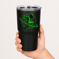 Cool Green Space Astronaut Jumping Retro Tumbler