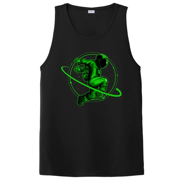 Cool Green Space Astronaut Jumping Retro PosiCharge Competitor Tank