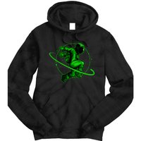 Cool Green Space Astronaut Jumping Retro Tie Dye Hoodie