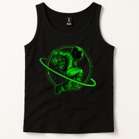 Cool Green Space Astronaut Jumping Retro Tank Top