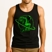 Cool Green Space Astronaut Jumping Retro Tank Top