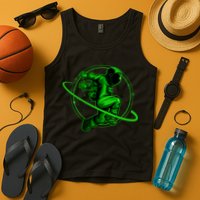 Cool Green Space Astronaut Jumping Retro Tank Top