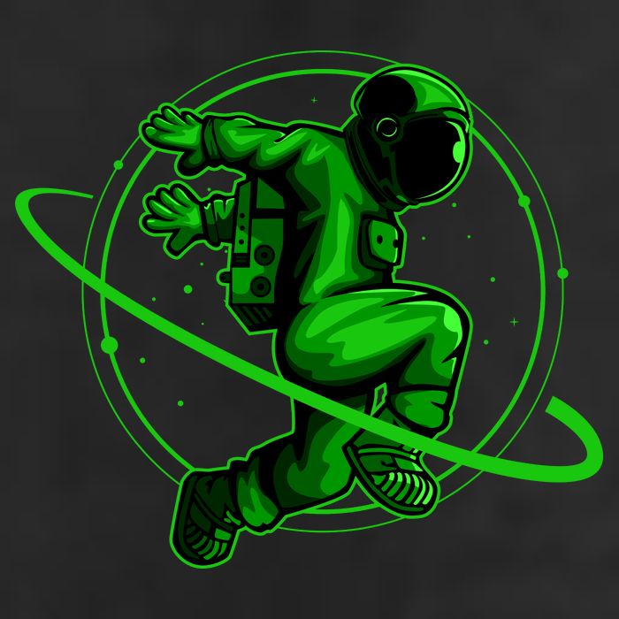Cool Green Space Astronaut Jumping Retro Golf Towel