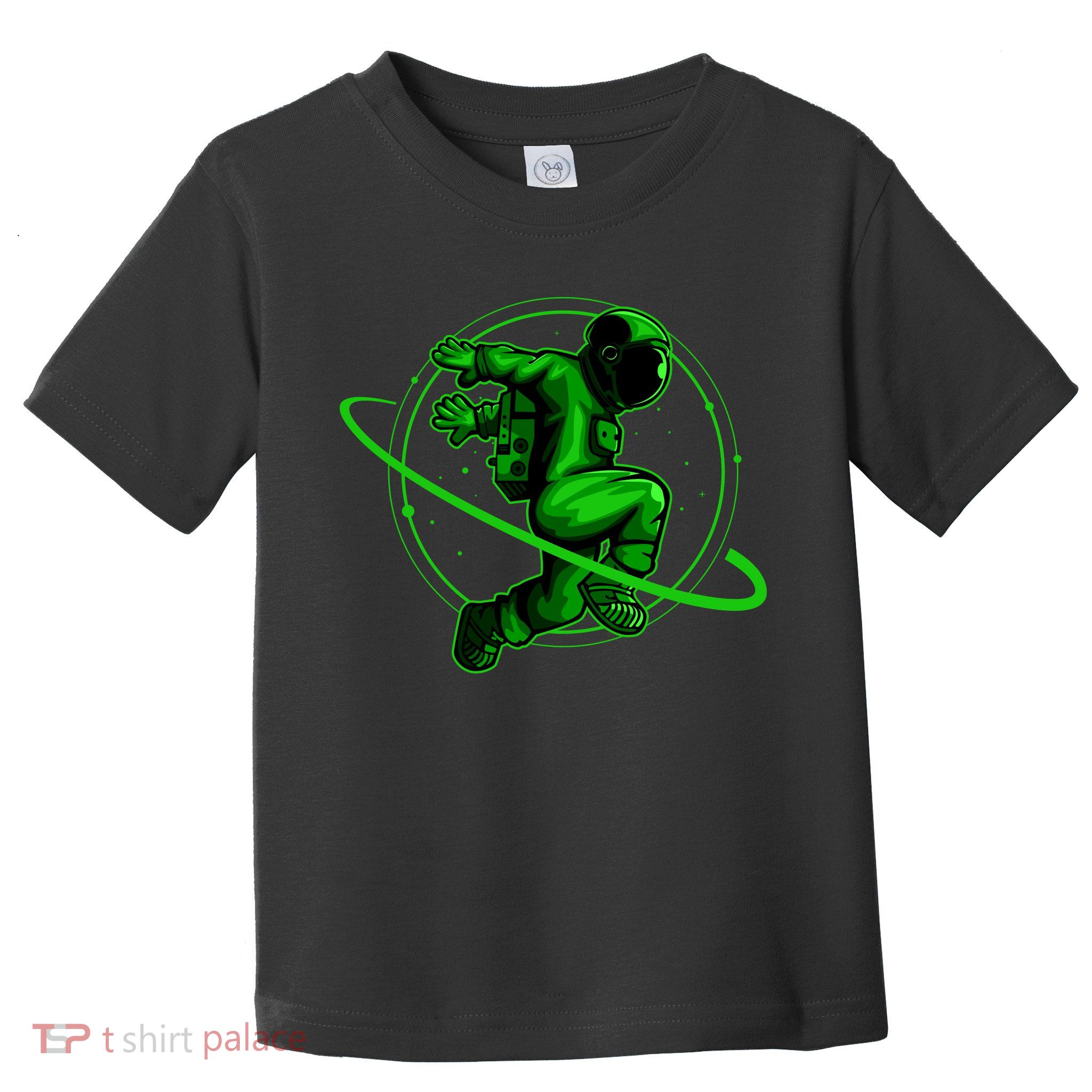 Cool Green Space Astronaut Jumping Retro Toddler T-Shirt