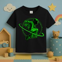 Cool Green Space Astronaut Jumping Retro Toddler T-Shirt