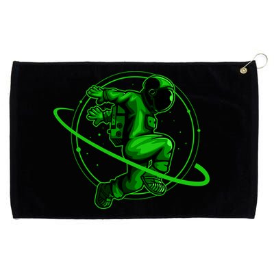 Cool Green Space Astronaut Jumping Retro Grommeted Golf Towel