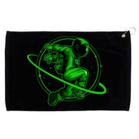 Cool Green Space Astronaut Jumping Retro Grommeted Golf Towel