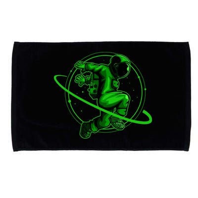 Cool Green Space Astronaut Jumping Retro Microfiber Hand Towel