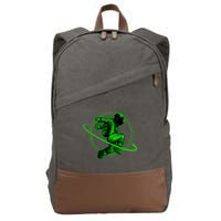 Cool Green Space Astronaut Jumping Retro Cotton Canvas Backpack