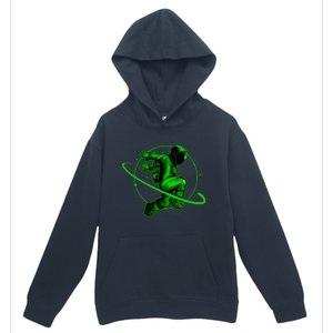 Cool Green Space Astronaut Jumping Retro Urban Pullover Hoodie