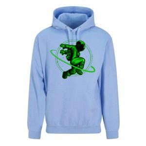 Cool Green Space Astronaut Jumping Retro Unisex Surf Hoodie