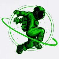 Cool Green Space Astronaut Jumping Retro Garment-Dyed Sweatshirt