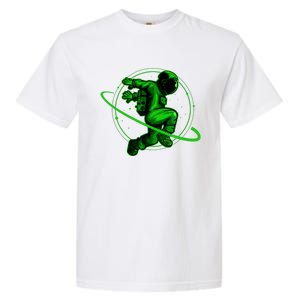 Cool Green Space Astronaut Jumping Retro Garment-Dyed Heavyweight T-Shirt