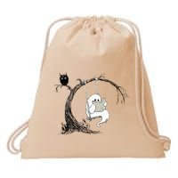 Cute Ghost Swinging Reading Book Halloween Ghost Costume Drawstring Bag