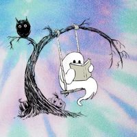 Cute Ghost Swinging Reading Book Halloween Ghost Costume Legacy Tie Dye Trucker Hat