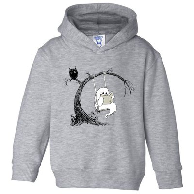 Cute Ghost Swinging Reading Book Halloween Ghost Costume Toddler Hoodie