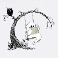 Cute Ghost Swinging Reading Book Halloween Ghost Costume Cool Comfort Performance Bucket Hat