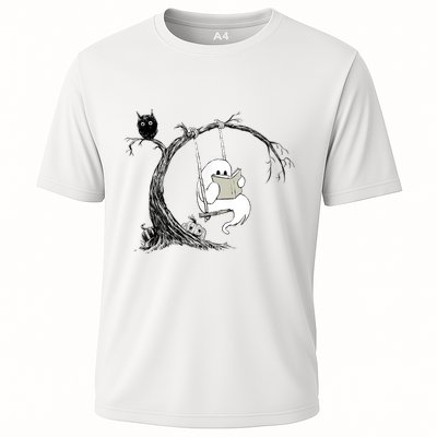 Cute Ghost Swinging Reading Book Halloween Ghost Costume Performance Shirt