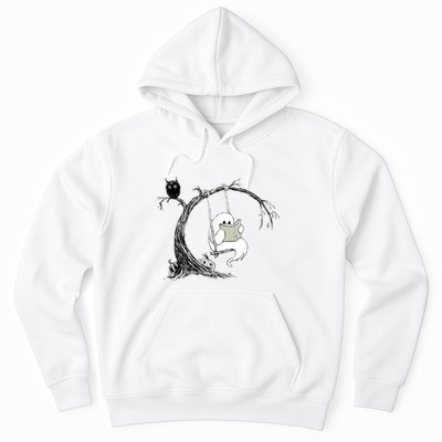 Cute Ghost Swinging Reading Book Halloween Ghost Costume Hoodie