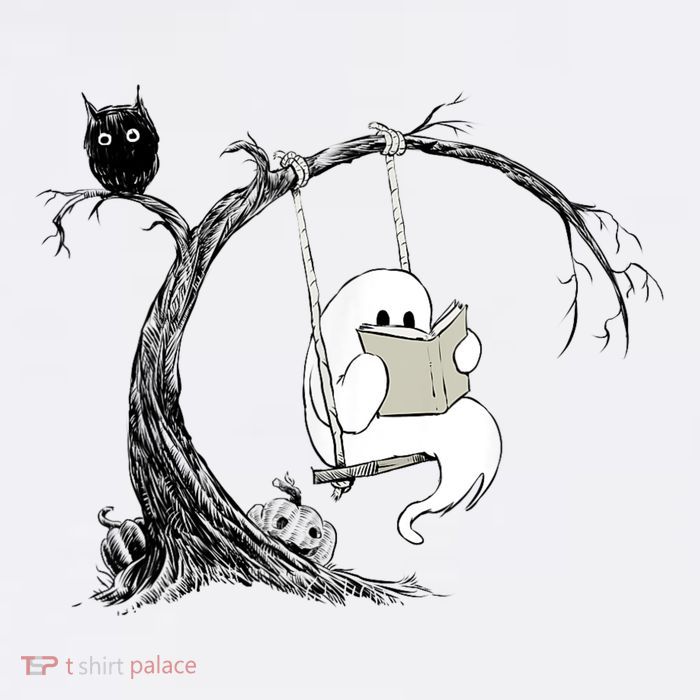 Cute Ghost Swinging Reading Book Halloween Ghost Costume Apron