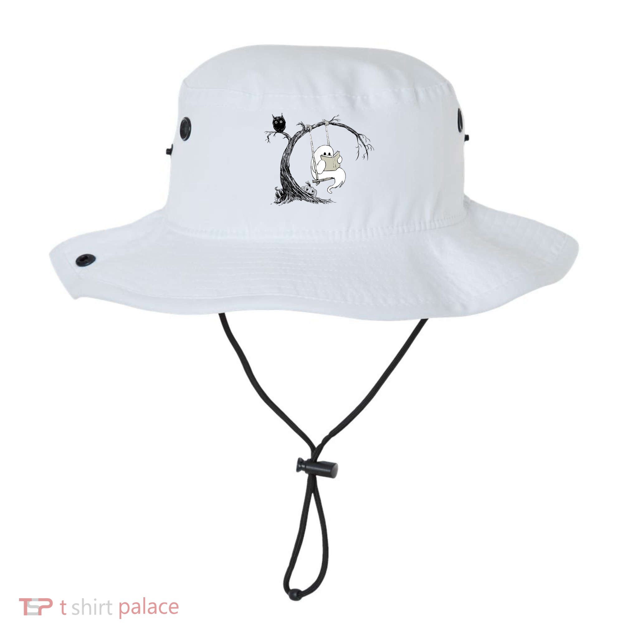 Cute Ghost Swinging Reading Book Halloween Ghost Costume Bucket Hat