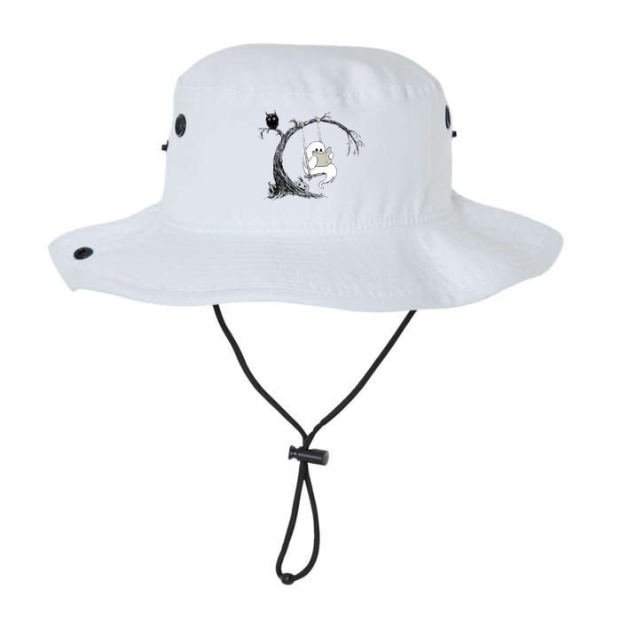 Cute Ghost Swinging Reading Book Halloween Ghost Costume Bucket Hat