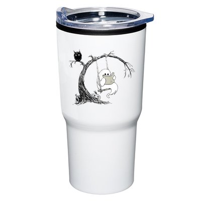 Cute Ghost Swinging Reading Book Halloween Ghost Costume Tumbler