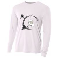 Cute Ghost Swinging Reading Book Halloween Ghost Costume Cooling Performance Long Sleeve Crew