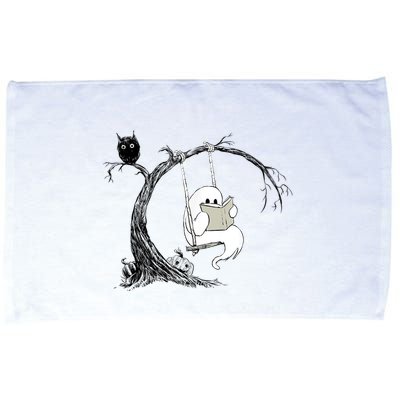 Cute Ghost Swinging Reading Book Halloween Ghost Costume Microfiber Hand Towel