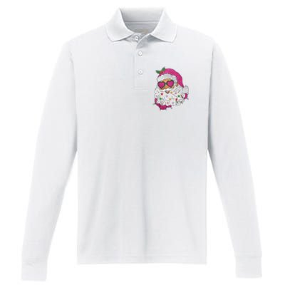 Cool Groovy Sana Claus Holiday Funny Performance Long Sleeve Polo