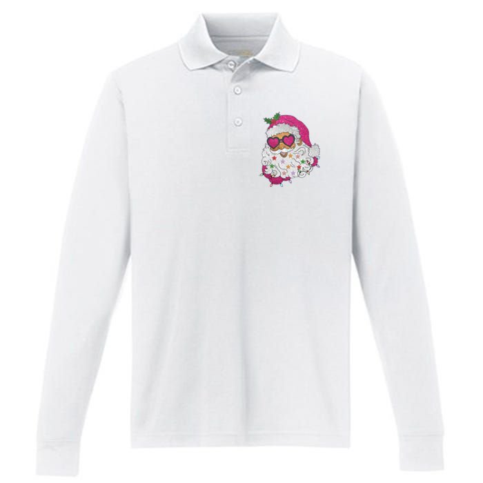 Cool Groovy Sana Claus Holiday Funny Performance Long Sleeve Polo