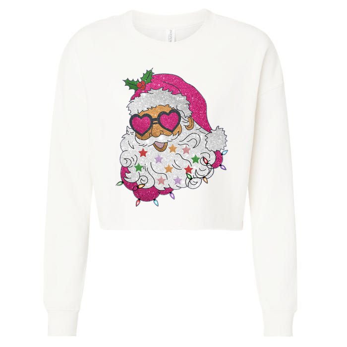 Cool Groovy Sana Claus Holiday Funny Cropped Pullover Crew