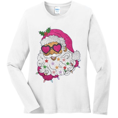 Cool Groovy Sana Claus Holiday Funny Ladies Long Sleeve Shirt
