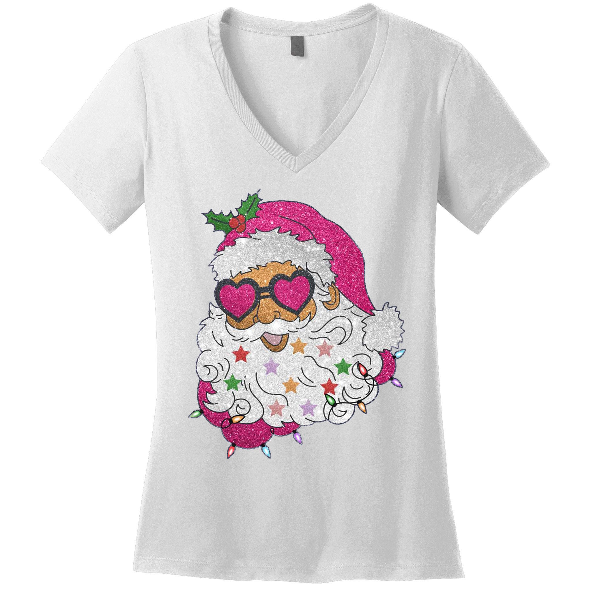 Cool Groovy Sana Claus Holiday Funny Women's V-Neck T-Shirt