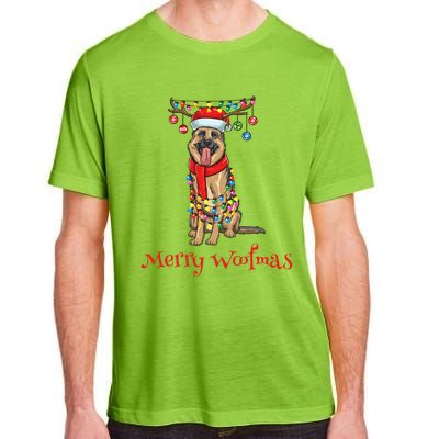 Christmas Ger Shepherd Dog Holiday Lights Merry Woofmas Gift Adult ChromaSoft Performance T-Shirt